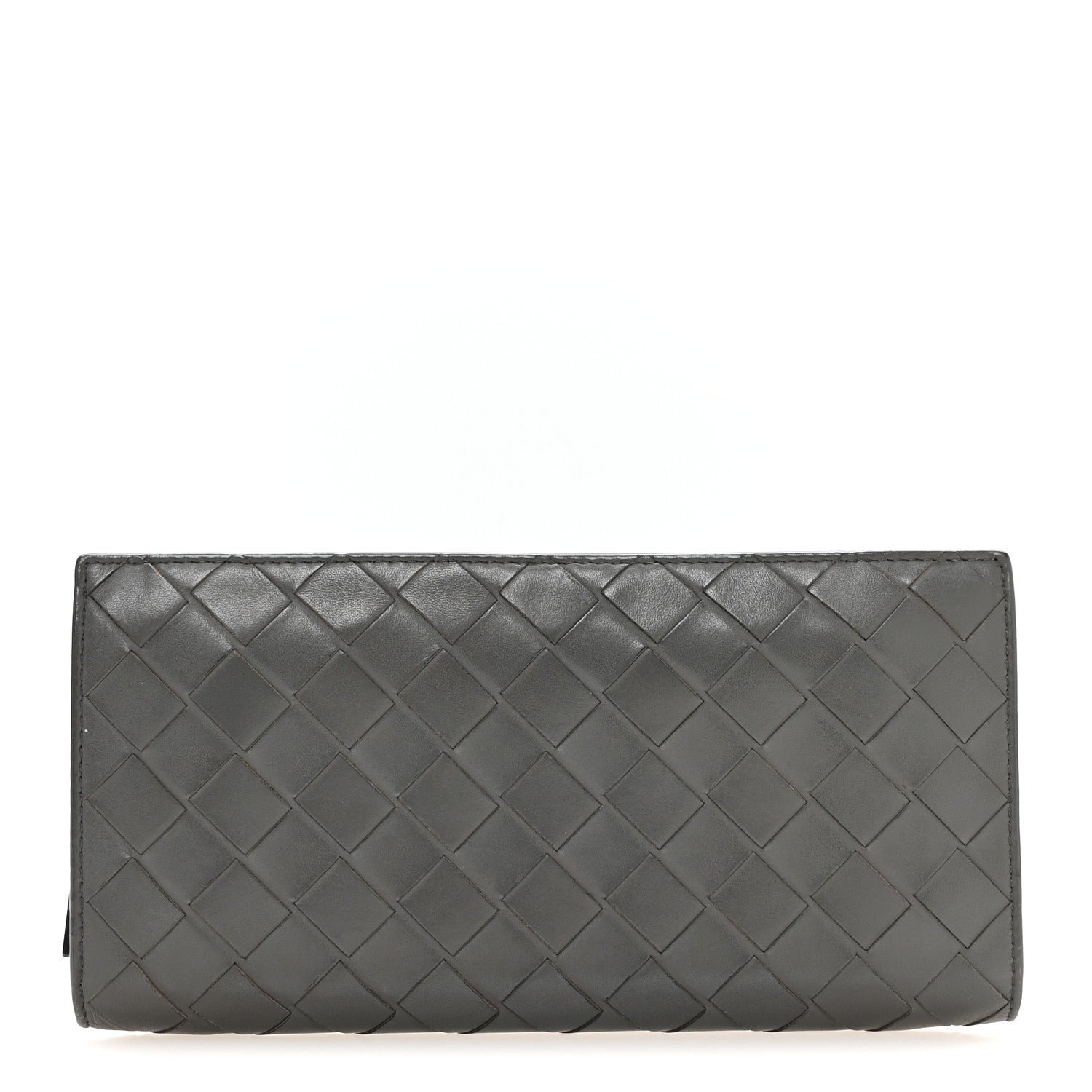 Bottega Veneta Nappa Intrecciato Zip Around Wallet Grey