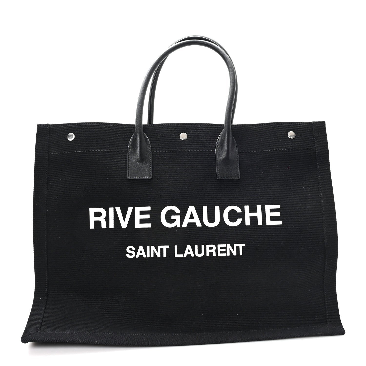 Saint Laurent Linen Calfskin Rive Gauche Tote Black