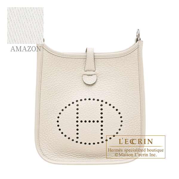 Hermes Evelyne Amazon bag TPM Craie Clemence leather Silver hardware Bandouliere 85cm