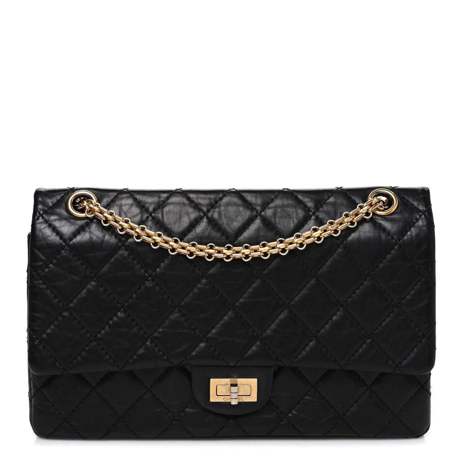 Chanel Aged Calfskin Quilted 2.55 Reissue 226 Flap Black