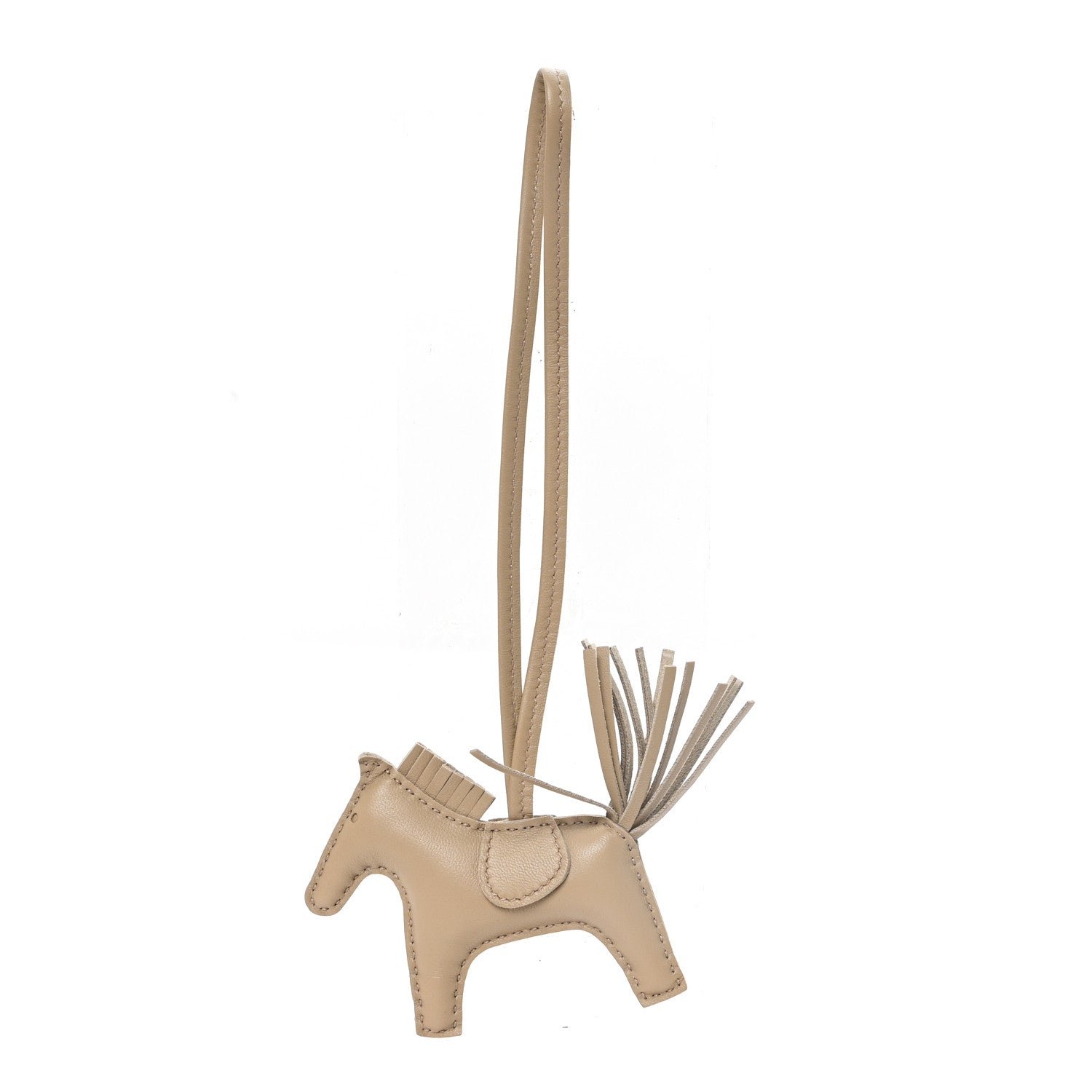 Hermes Milo Lambskin Grigri Rodeo Horse Bag Charm PM Beige Marfa Beige Marfa