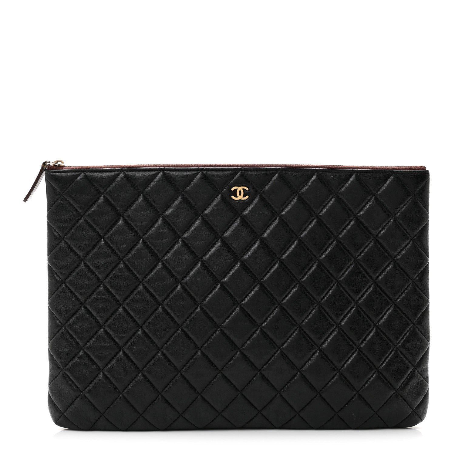 Chanel Lambskin Quilted Large Cosmetic Case Black