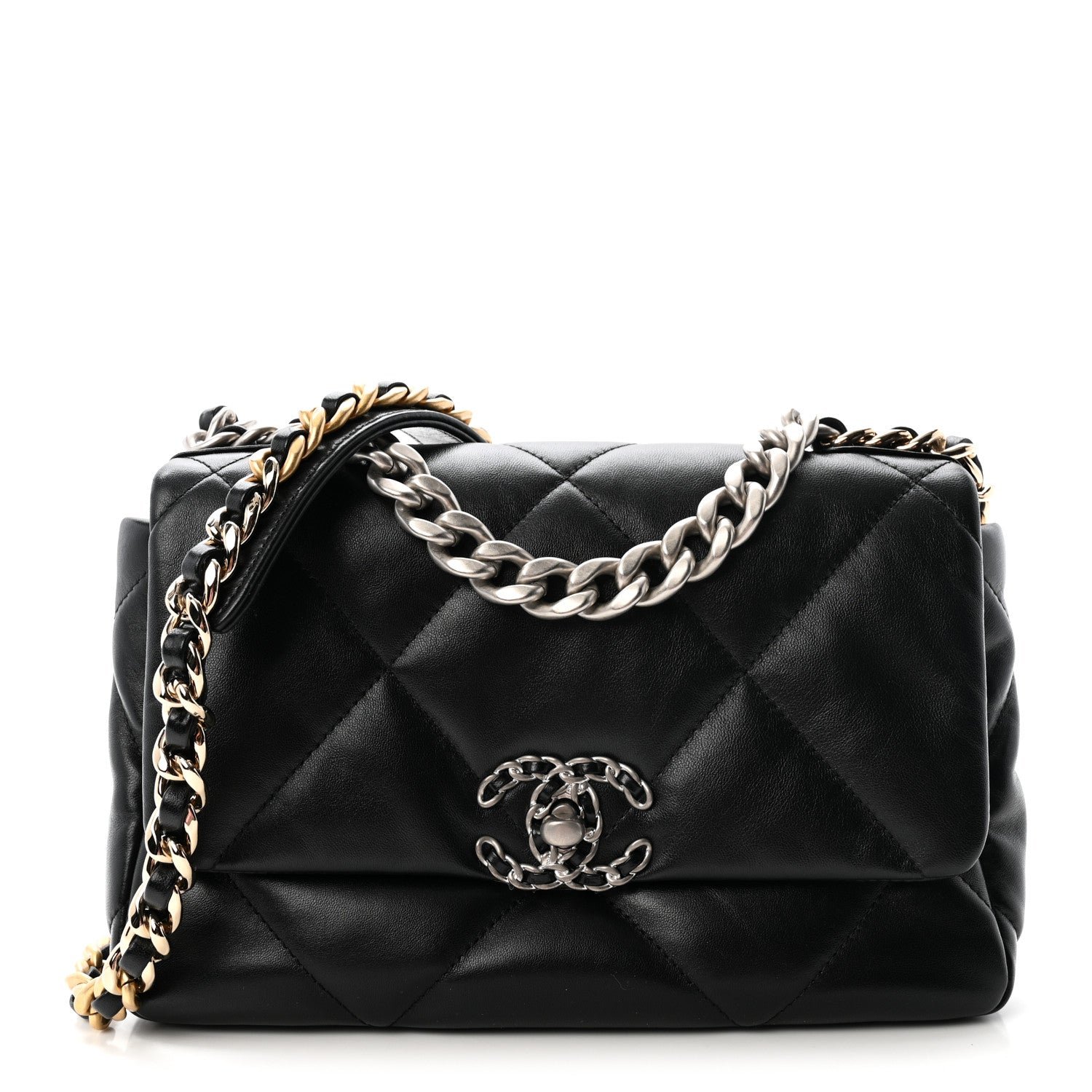 Chanel Lambskin Quilted Medium Chanel 19 Flap Black