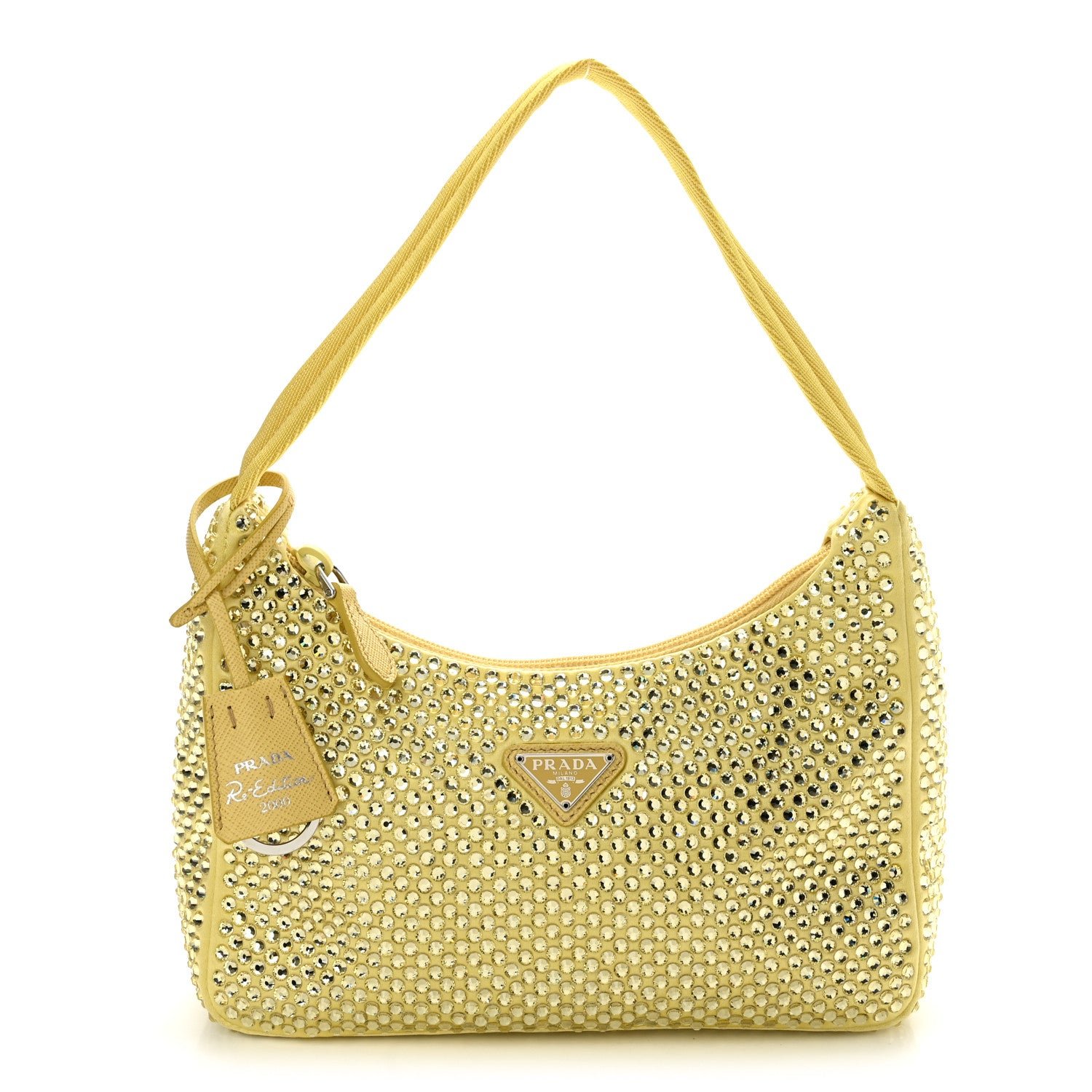 Prada Satin Crystal Mini Re-Edition 2000 Bag Ananas