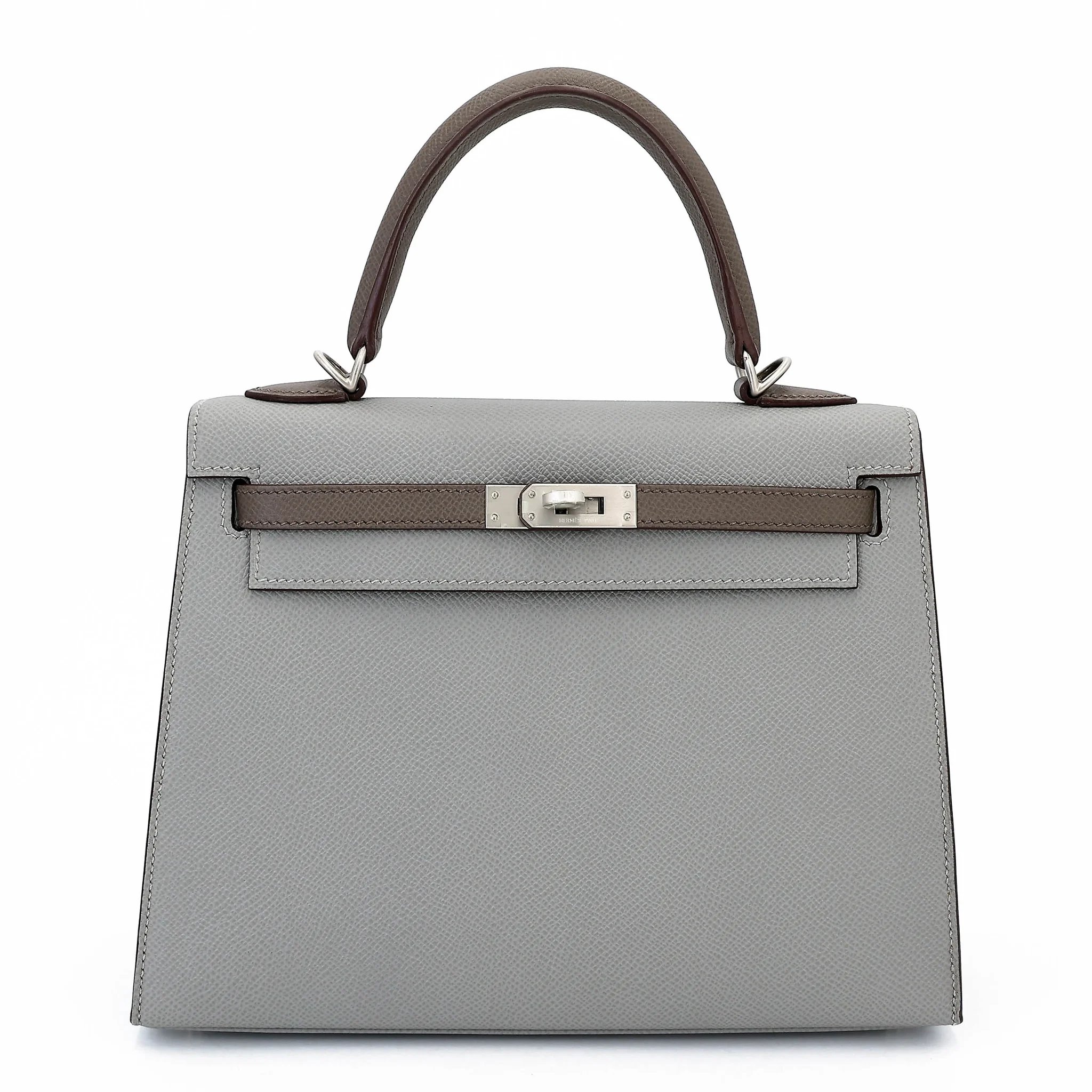 Unused ( Rank NS ) HERMÈS Kelly 25 Sellier HSS Gris Mouette (4Z) Etain (8F) Epsom Brushed Palladium A (2017)