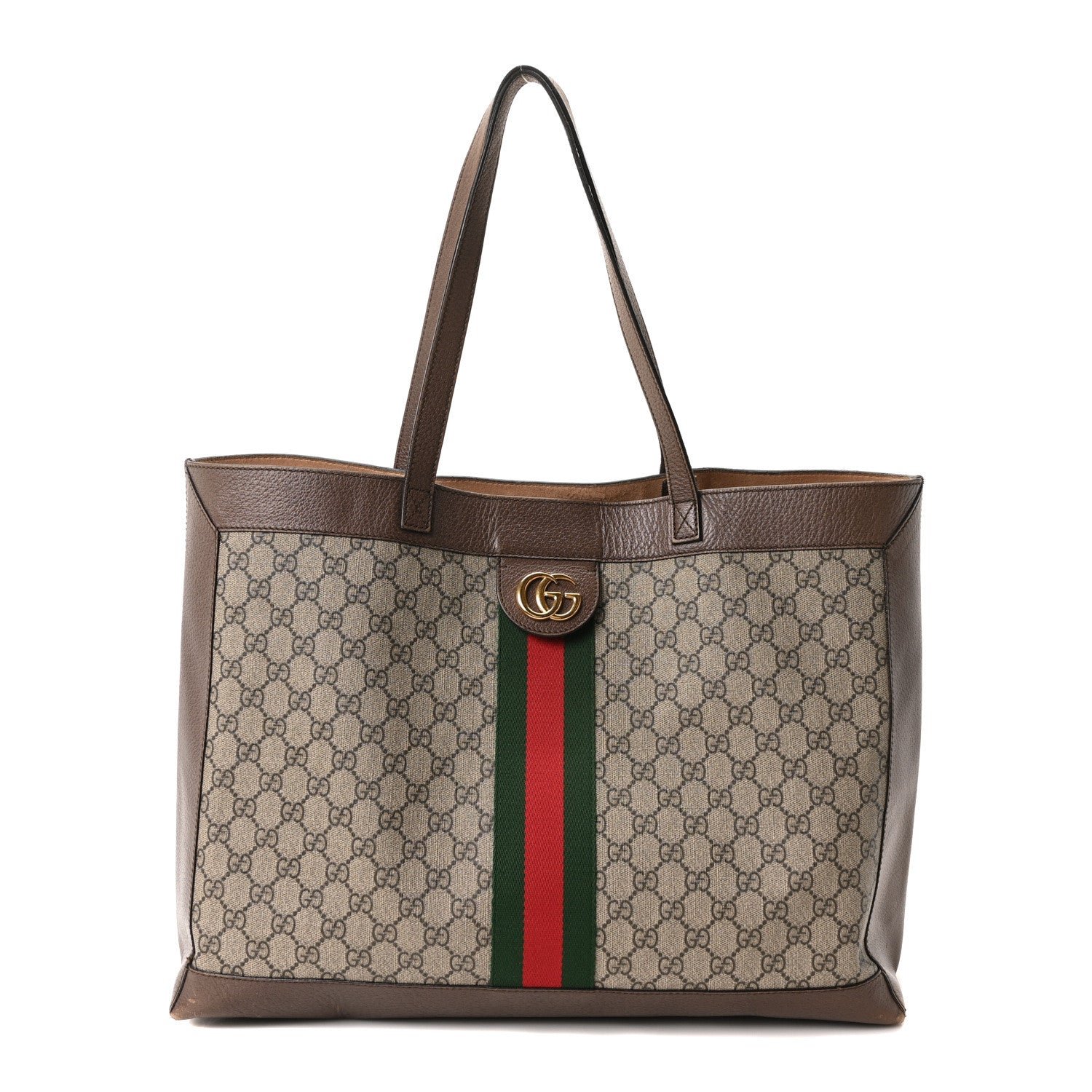 Gucci GG Supreme Monogram Web Ophidia Tote Brown