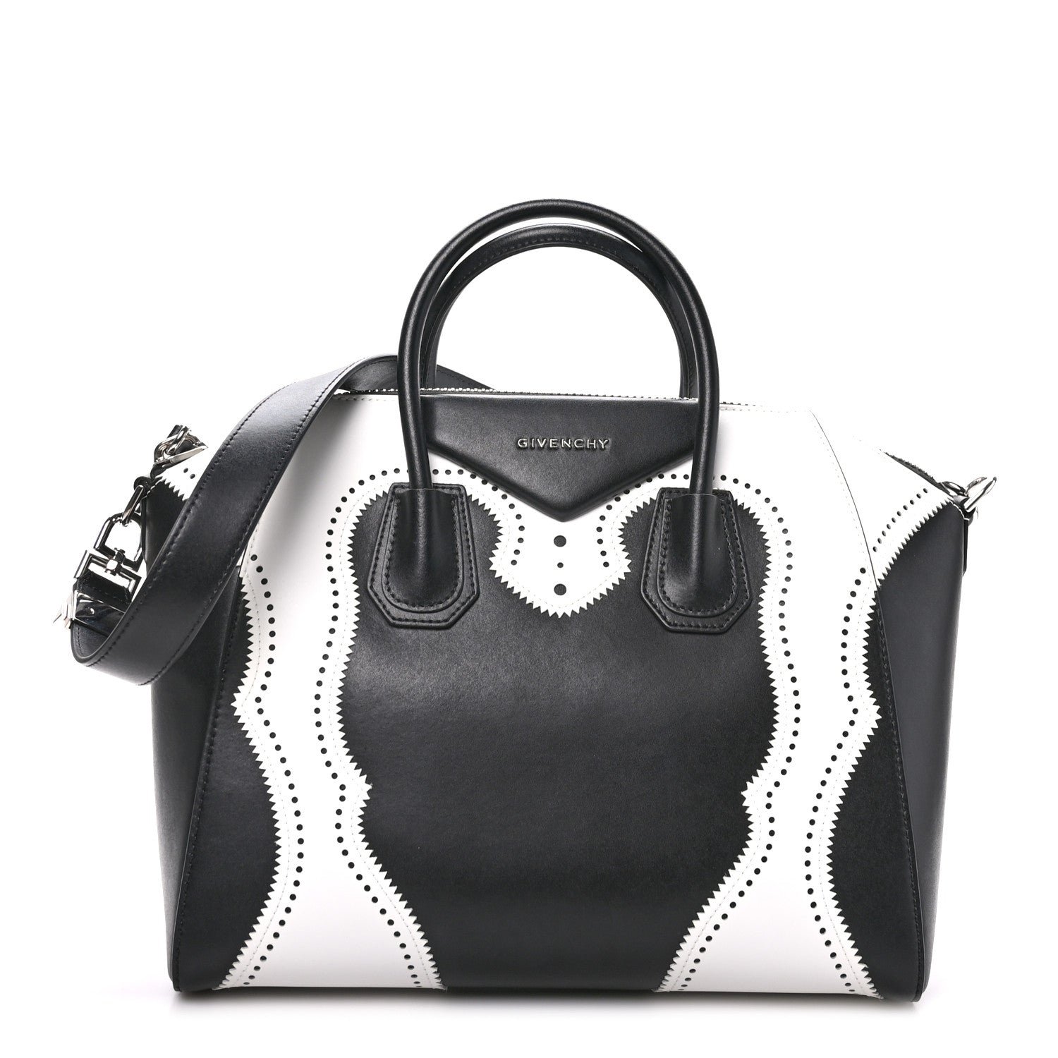 Givenchy Givenchy Calfskin Brogue Medium Antigona Black White