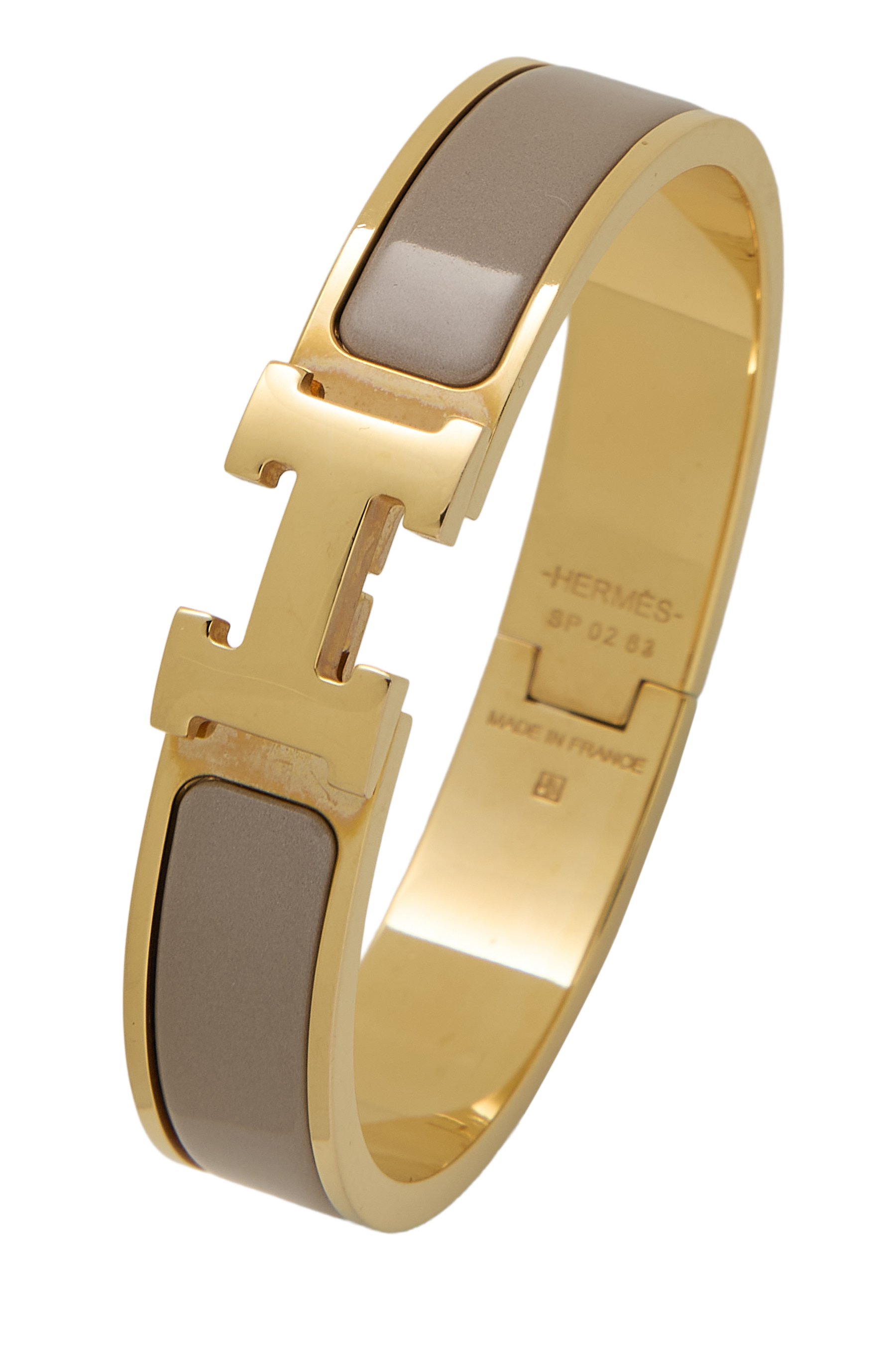 Beige Enamel Clic-Clac 'H' Bracelet Narrow