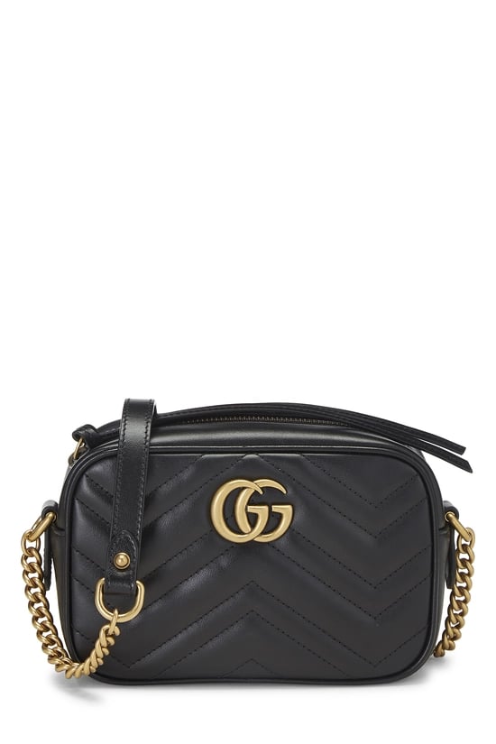 Black Leather GG Marmont Crossbody Mini