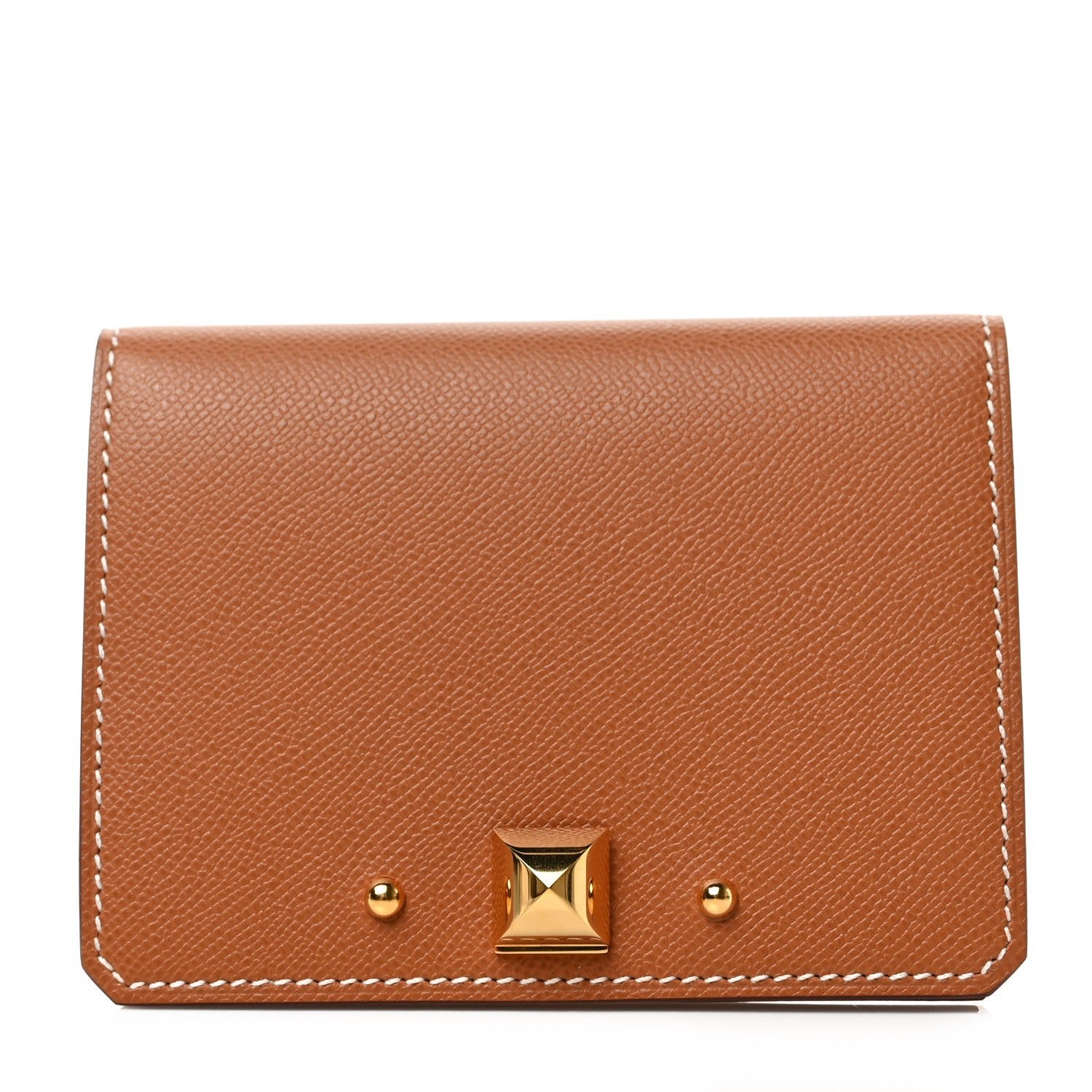 Hermes Madame Calfskin Medor Card Holder Gold
