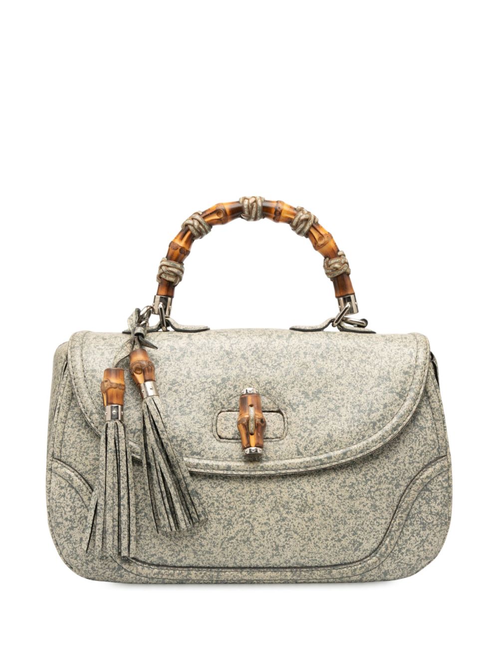2000-2015 Large Speckled Leather New Bamboo Top Handle Bag satchel
