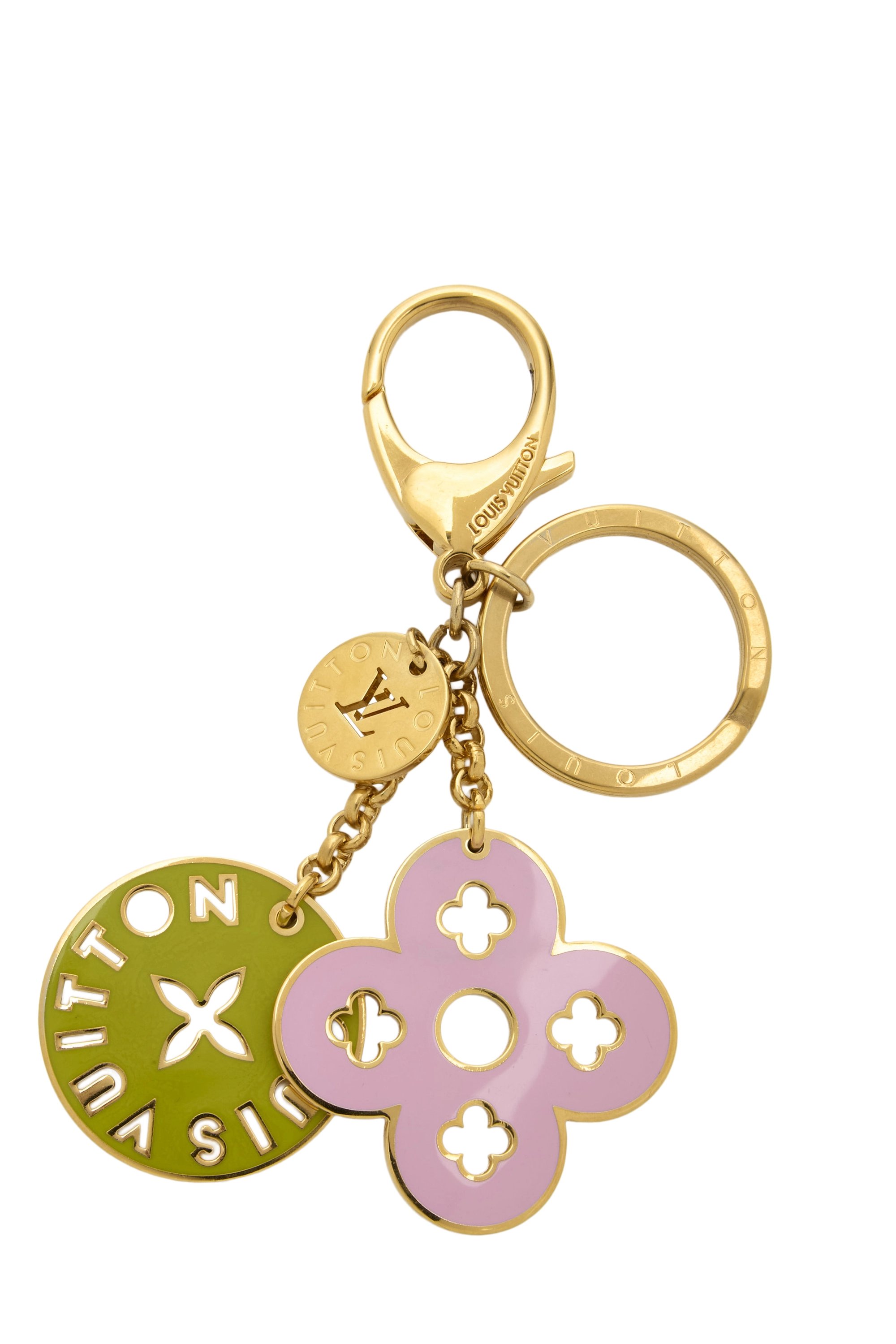 Gold & Multicolor Enamel Looping Monogram Key Chain