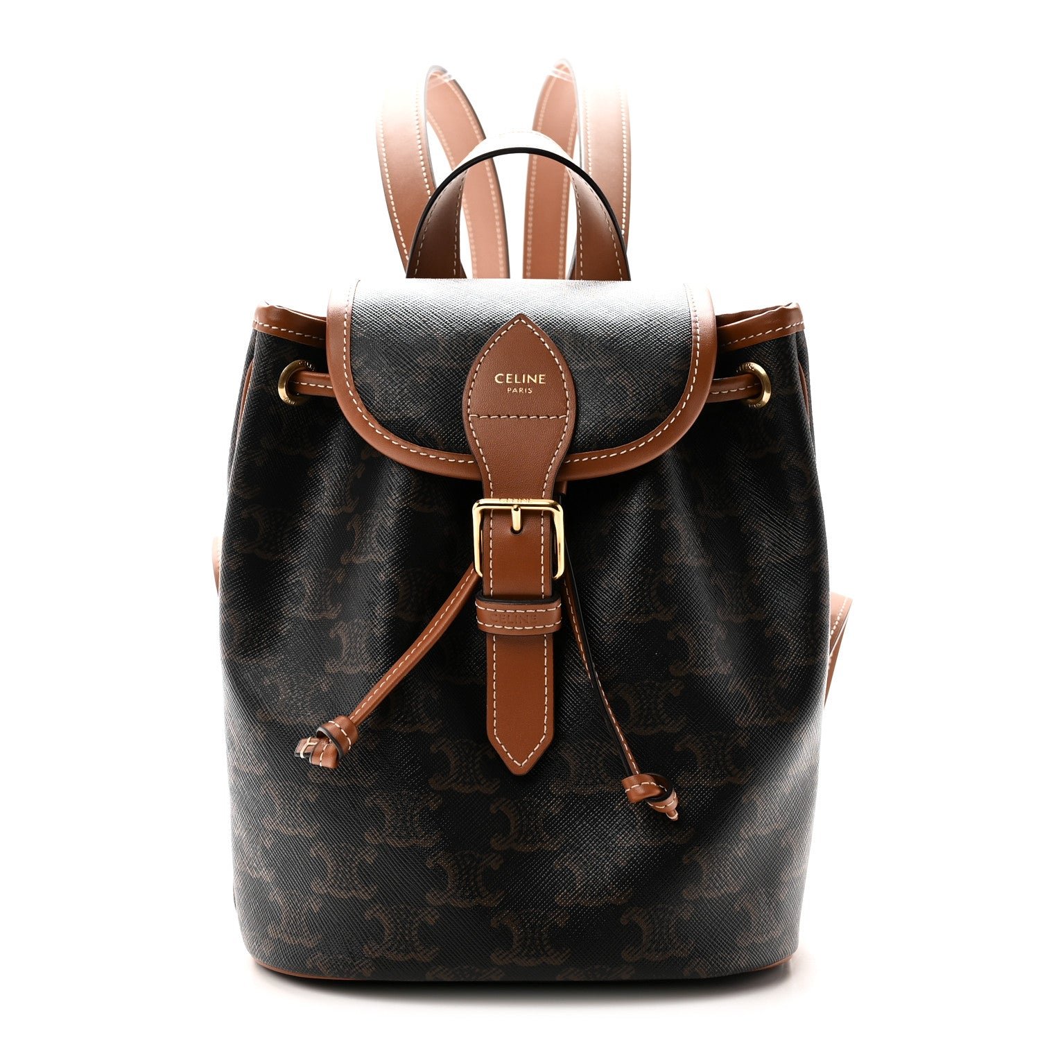 Celine Triomphe Canvas Calfskin Mini Folco Backpack Tan