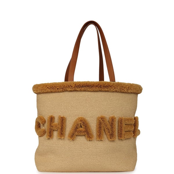 Chanel Coco Beach Maxi Shopping Tote Light Beige Raffia and Calfskin Gold Hardware