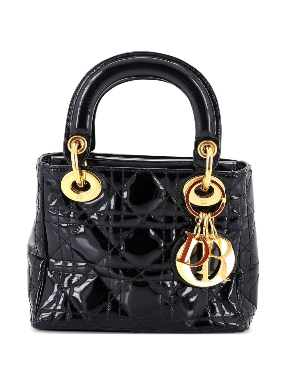 Vintage Lady Dior Bag Cannage Quilt Patent Mini satchel