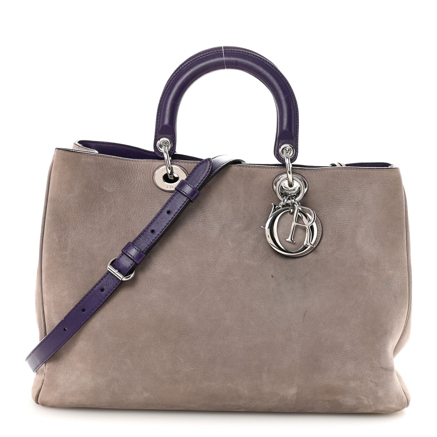 Dior Christian Dior Suede Large Diorissimo Tote Purple