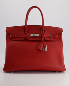 Hermes Hermès Birkin Retourne Bag 35cm in Rouge Casaque Epsom Leather with Palladium Hardware