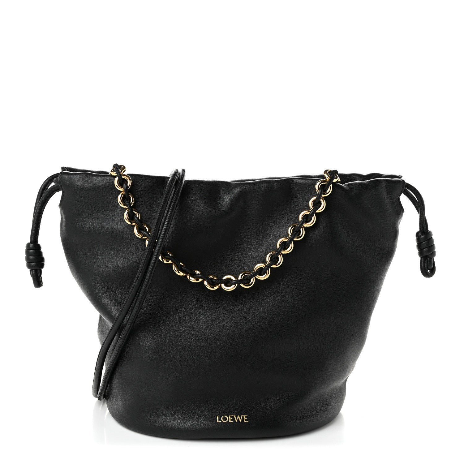 Loewe Mellow Nappa Donut Chain Mini Flamenco Knot Clutch Black