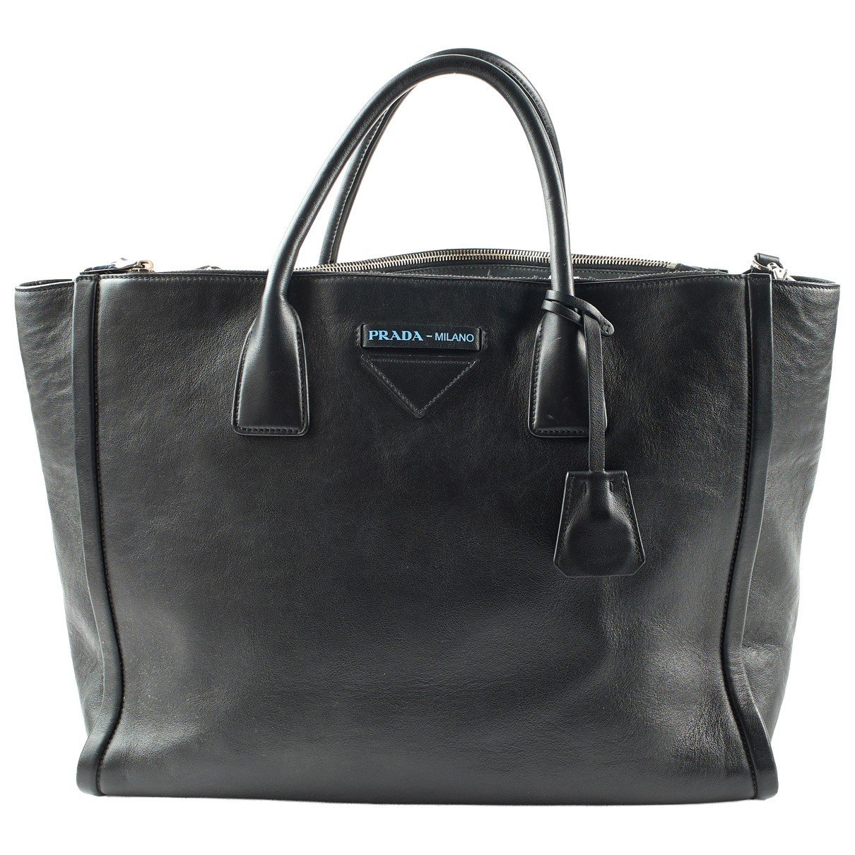 Etiquette leather handbag