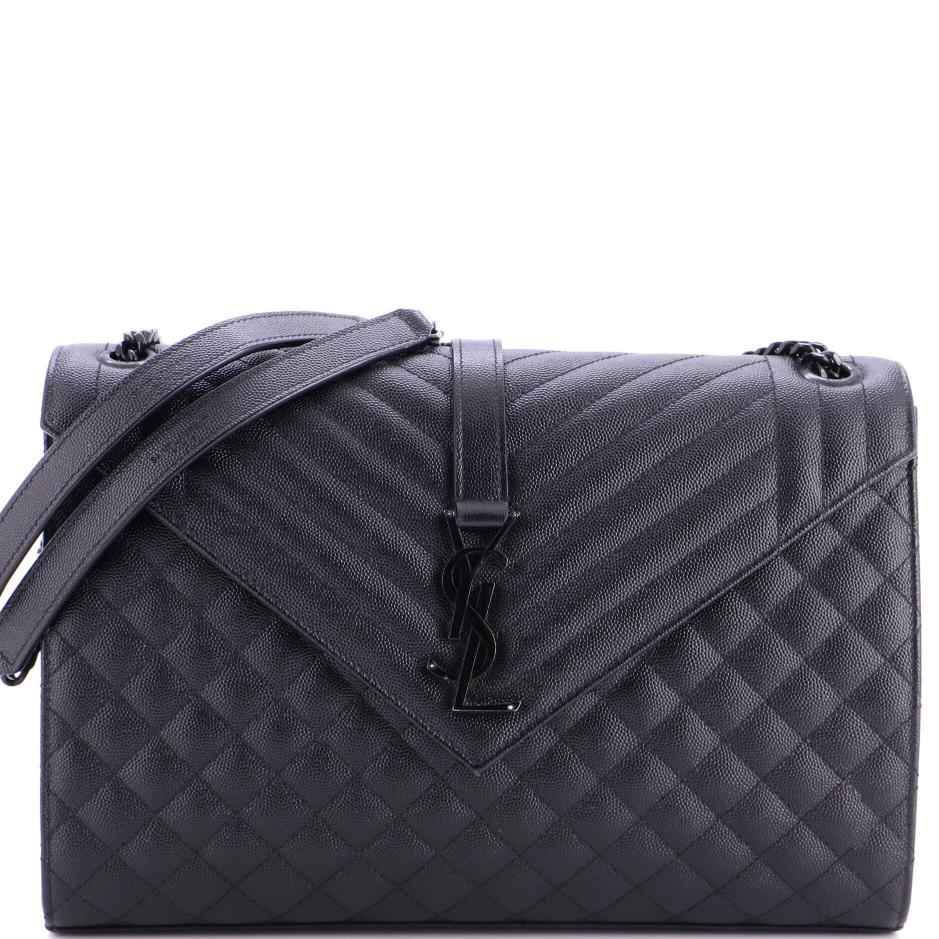 Classic Monogram Envelope Satchel Mixed Matelasse Leather Large