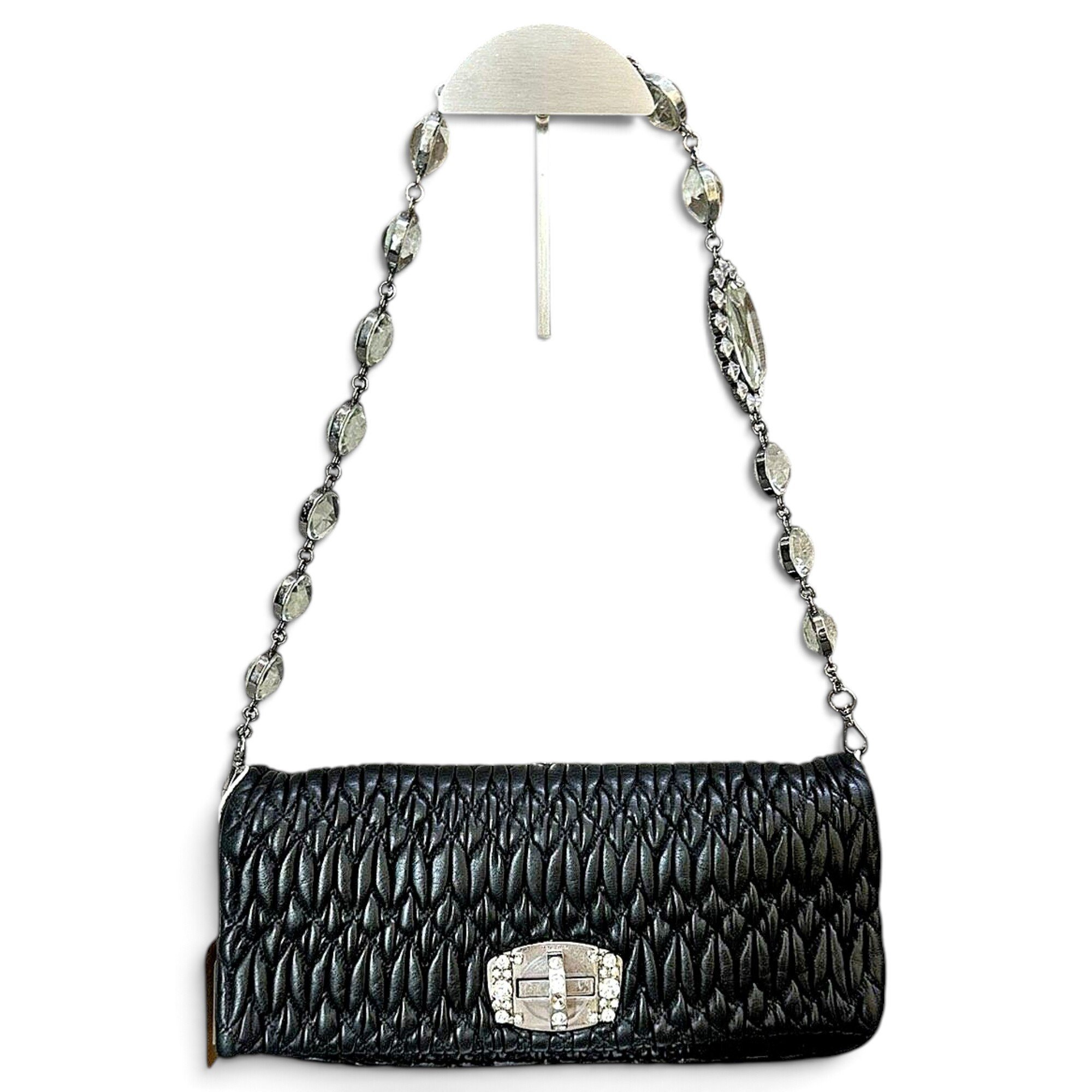 Miu Crystal leather handbag