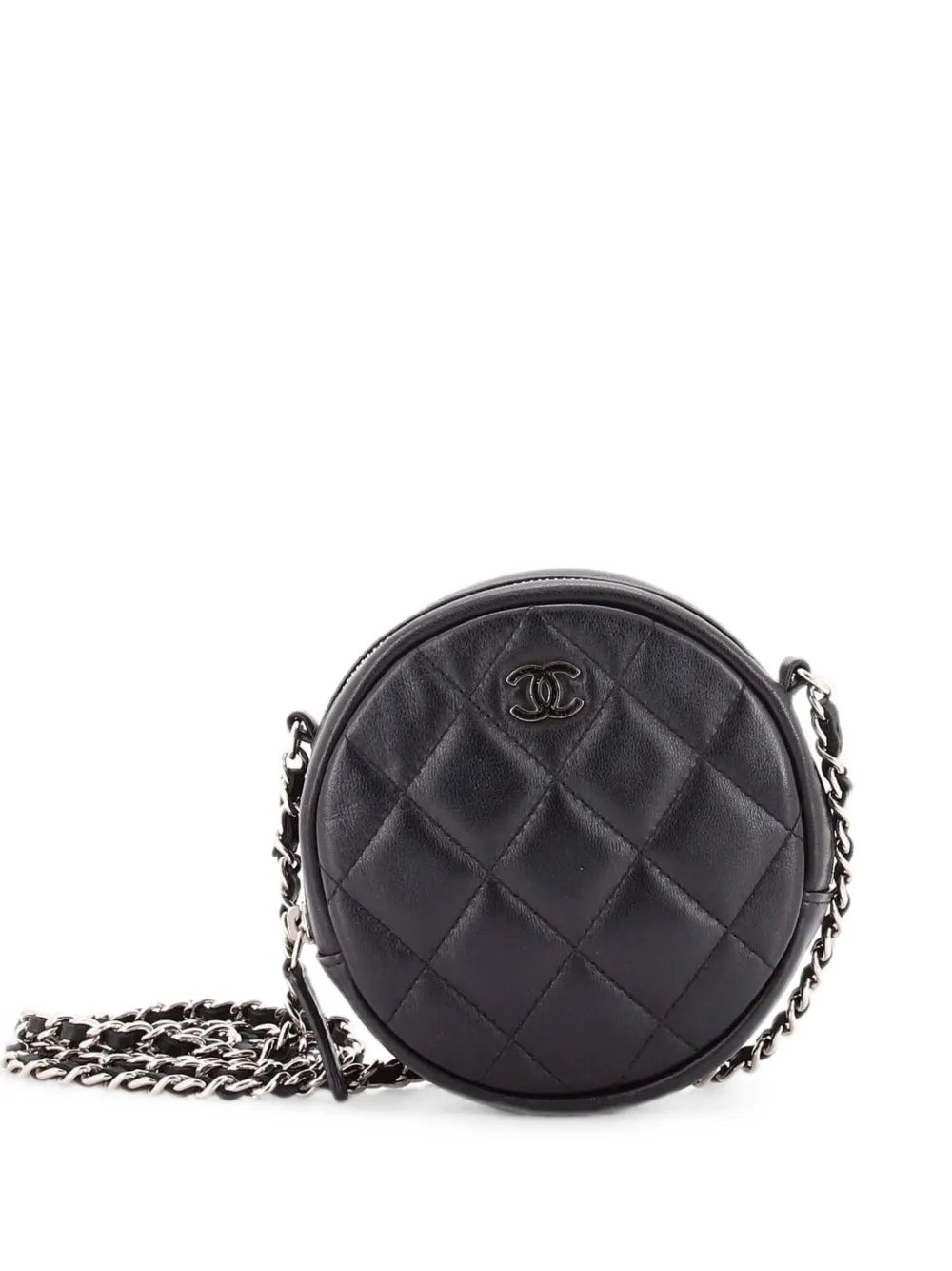Round Clutch with Chain Quilted Lambskin Mini crossbody bag