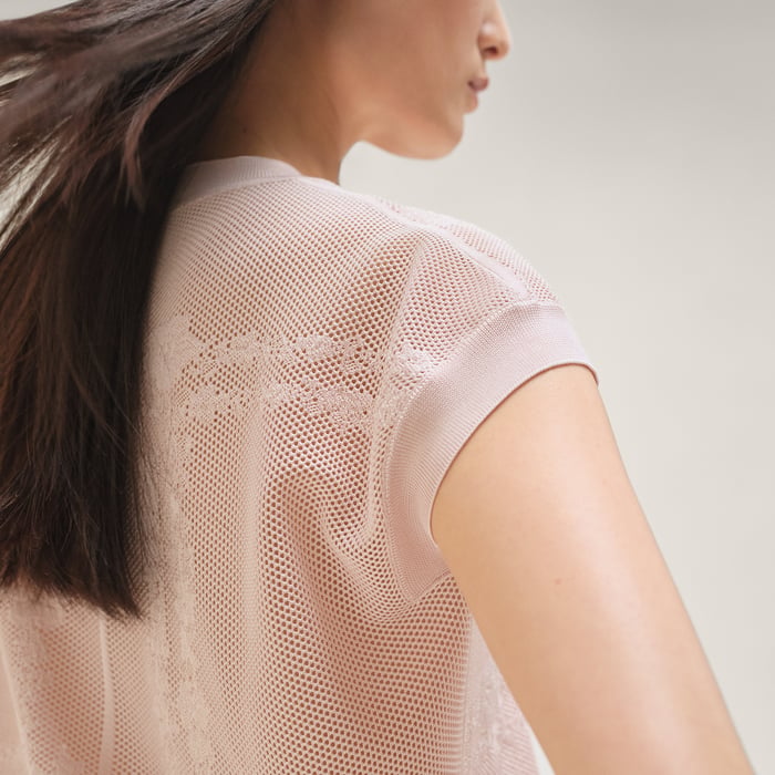 Rose Pâle "En Desordre a Fleurs" Short-sleeve Sweater