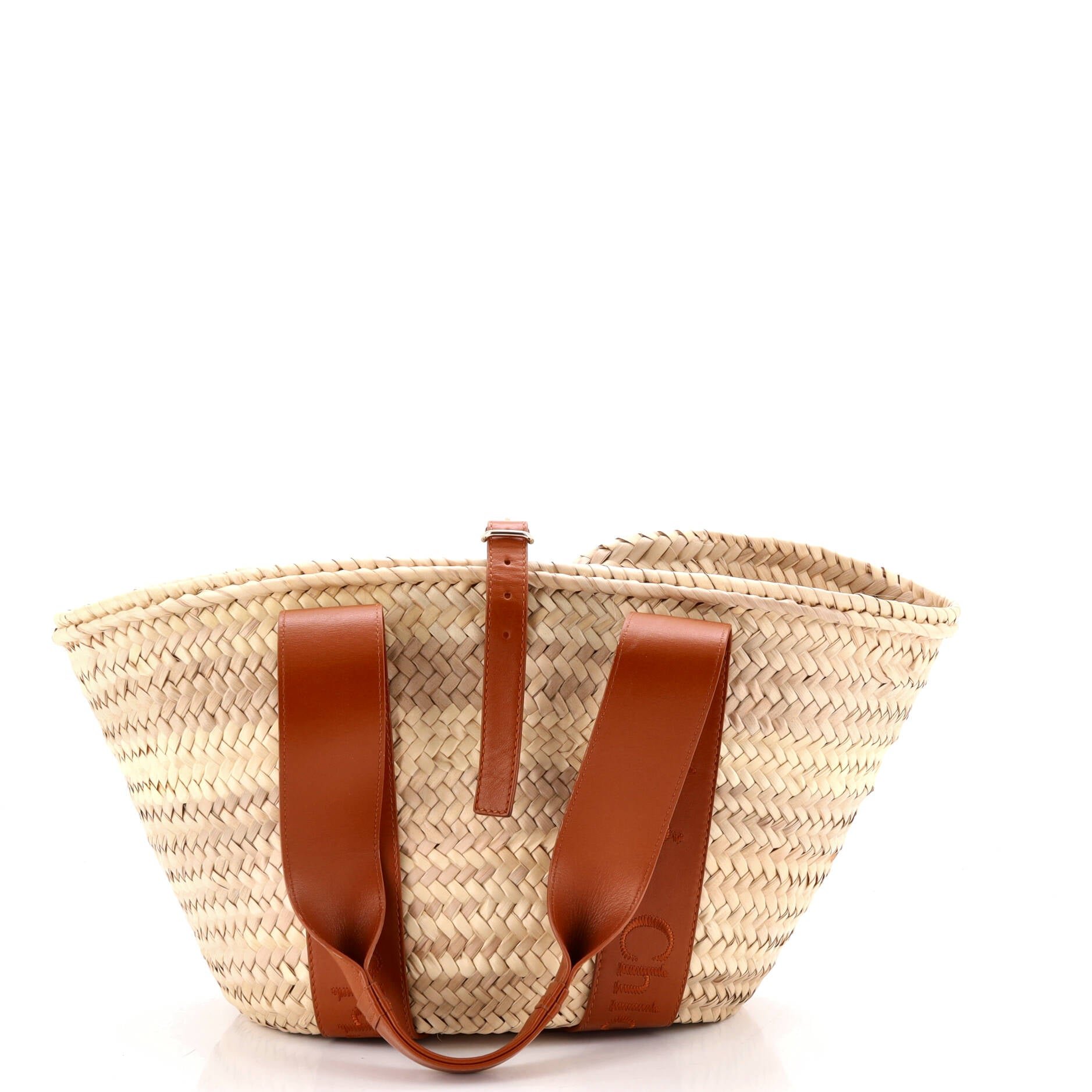 Sense Basket Tote Raffia with Leather Medium