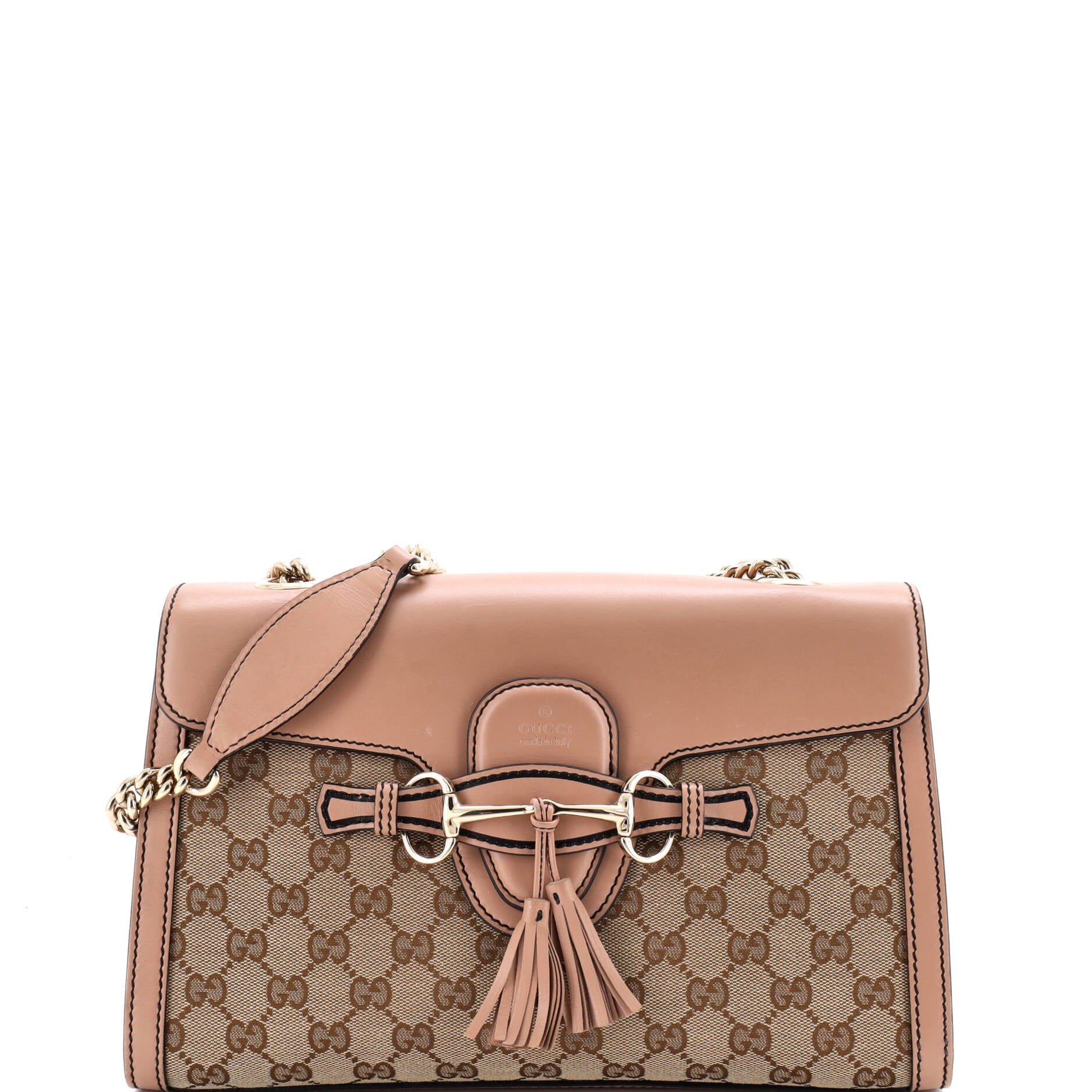 Emily Chain Flap Shoulder Bag GG Canvas and Leather Medium