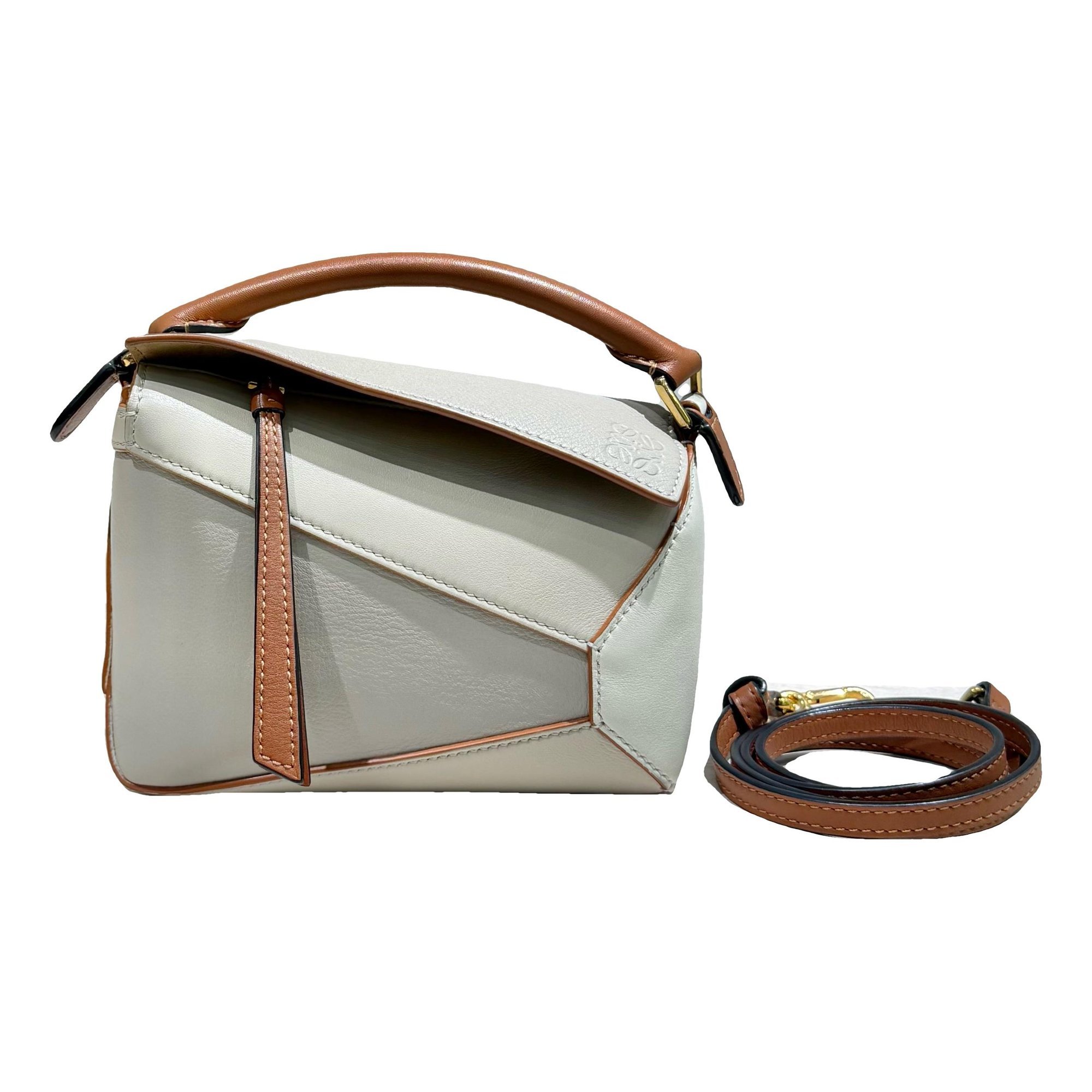 Puzzle leather handbag