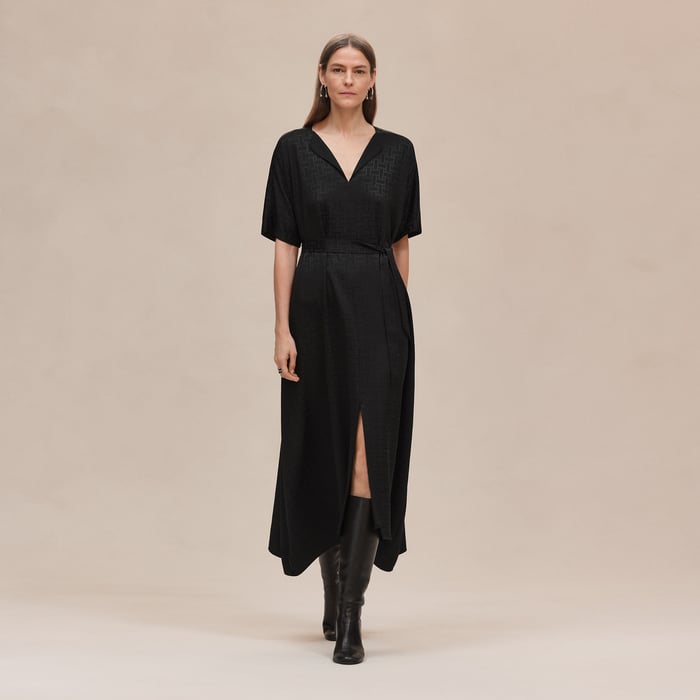 Noir "Mosaique" Belted Caftan