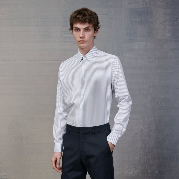 Bleu Fitted Shirt With Faubourg Collar
