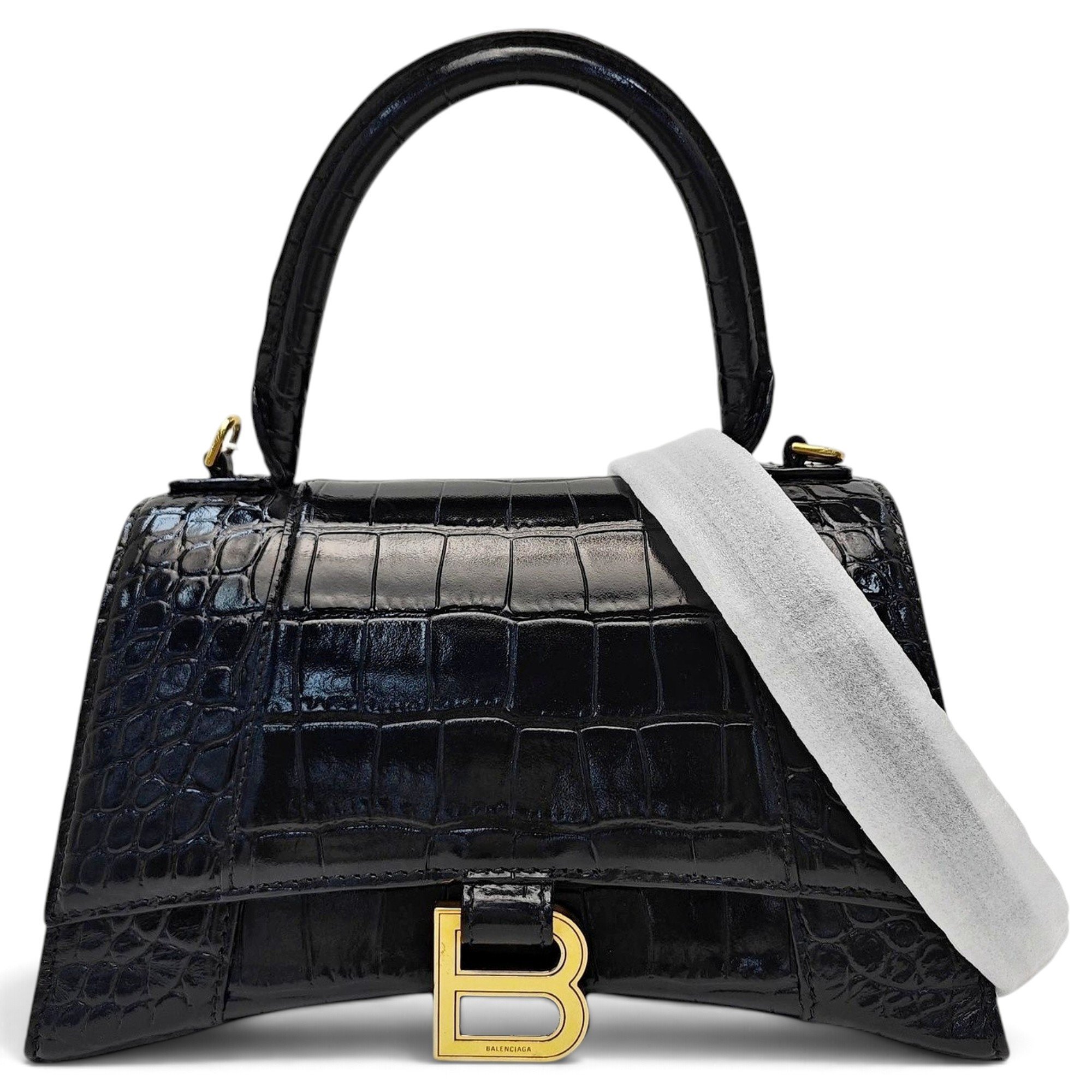 Hourglass leather handbag