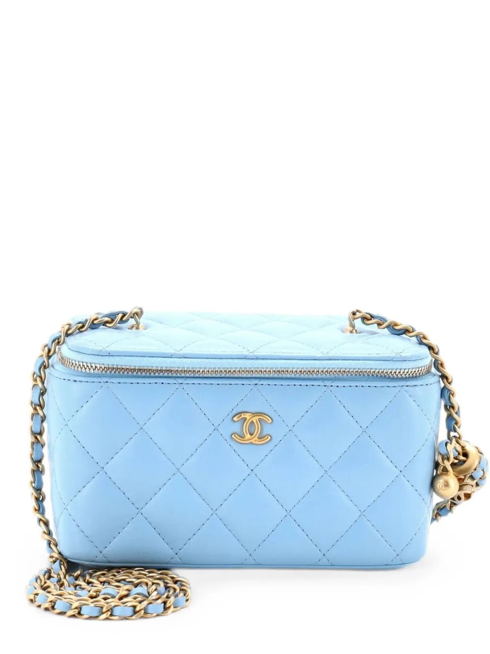 Pearl Crush Vanity Case with Chain Quilted Lambskin Small clutch bag