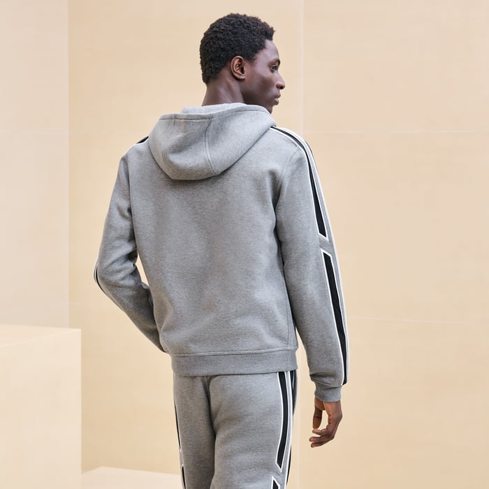 Gris "Run H" Zipped Hooded Sweater