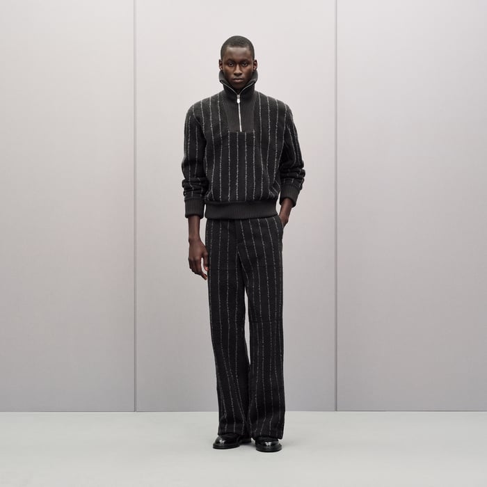 Anthracite "Pinstripe" Mock Neck Sweater