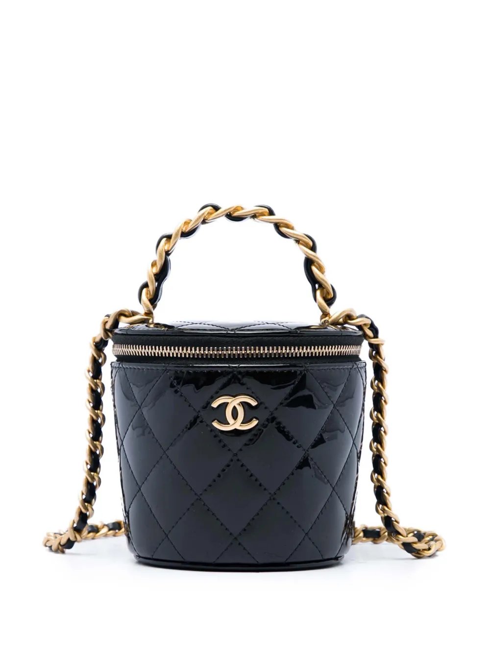 2021-2026 Quilted Patent Afternoon Tea Top Handle Vanity Case with Chain satchel