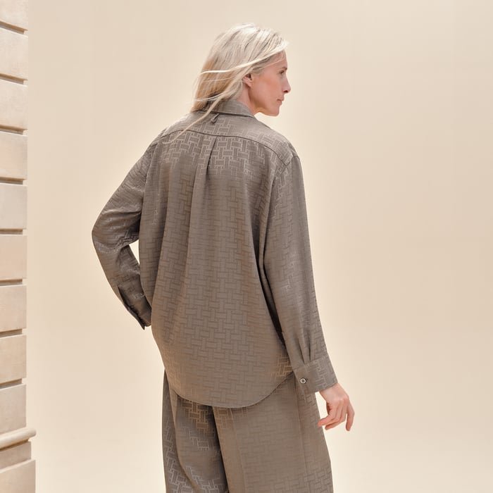 "Mosaique" Ascot Collar Shirt