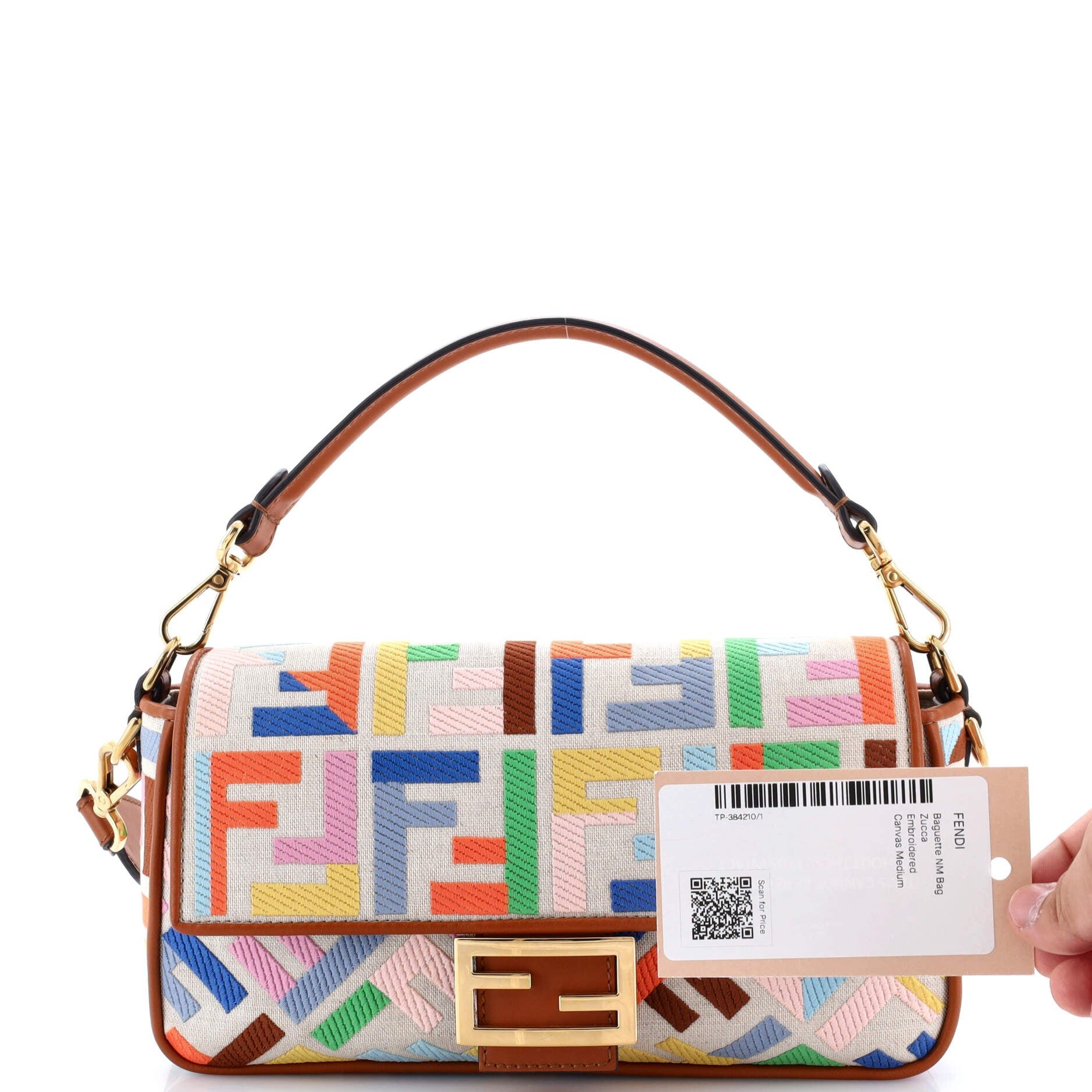 Fendi Baguette NM Bag Zucca Embroidered Canvas Medium