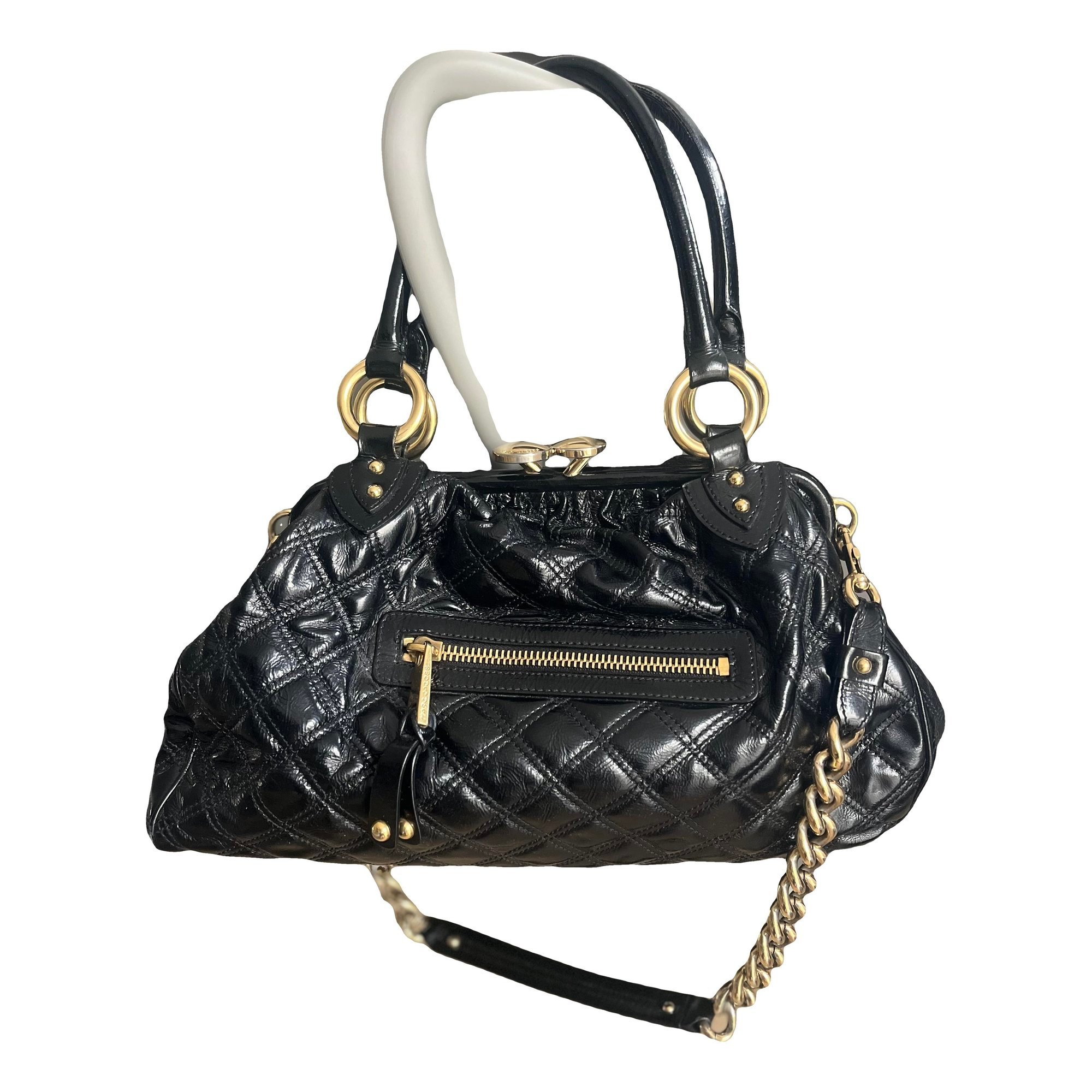 Stam patent leather handbag