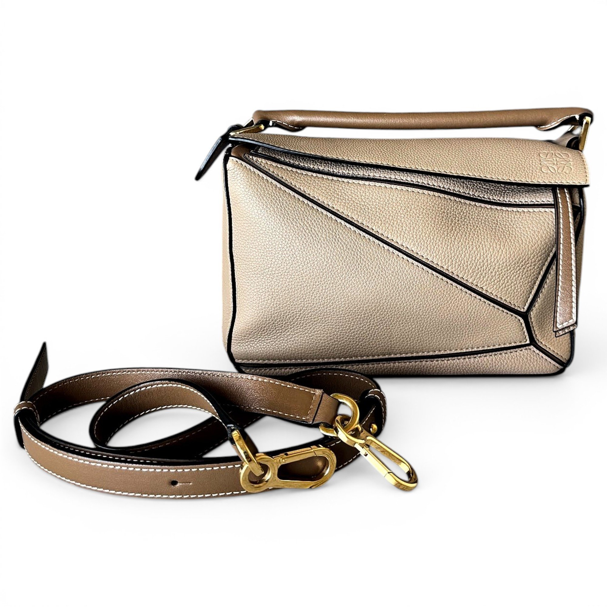 Puzzle leather handbag