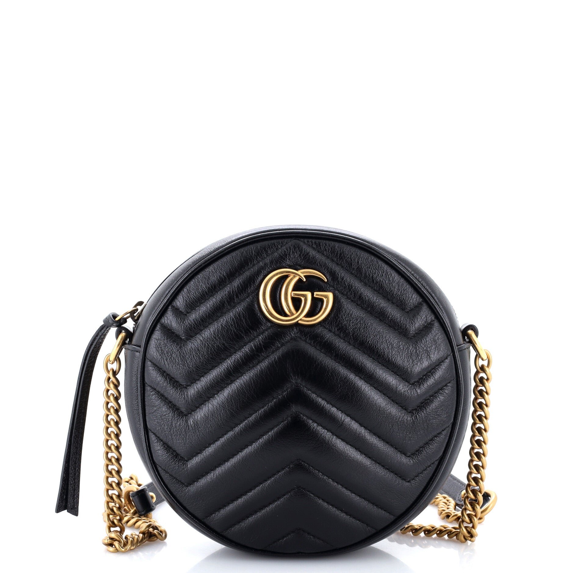 GG Marmont Round Shoulder Bag Matelasse Leather Mini