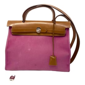Hermes Herbag Handbag Pink Cloth