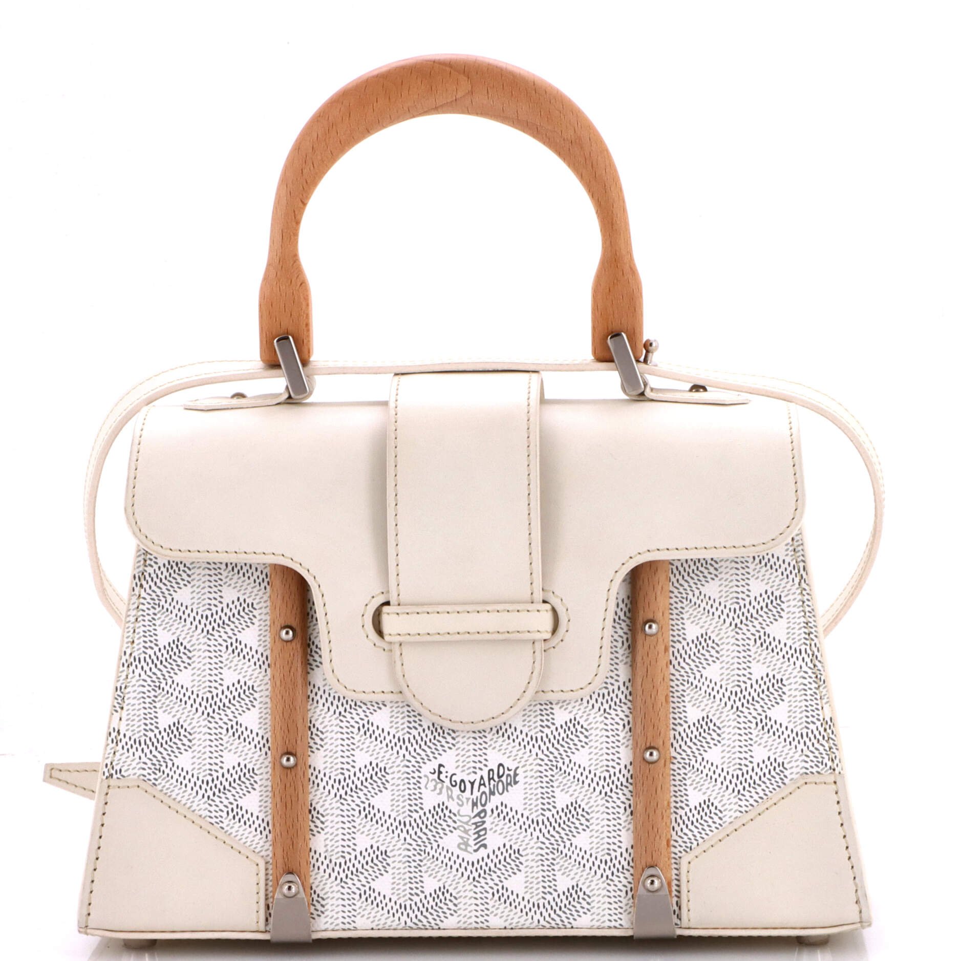 Structured Saigon Top Handle Bag Coated Canvas with Leather Mini