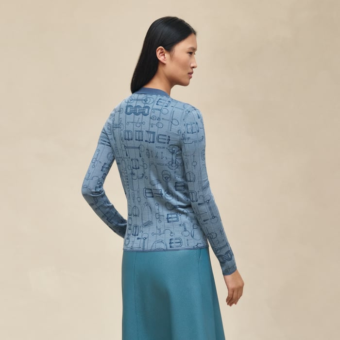 Bleu Adriatique "Cahier Du Colporteur" Buttoned Cardigan