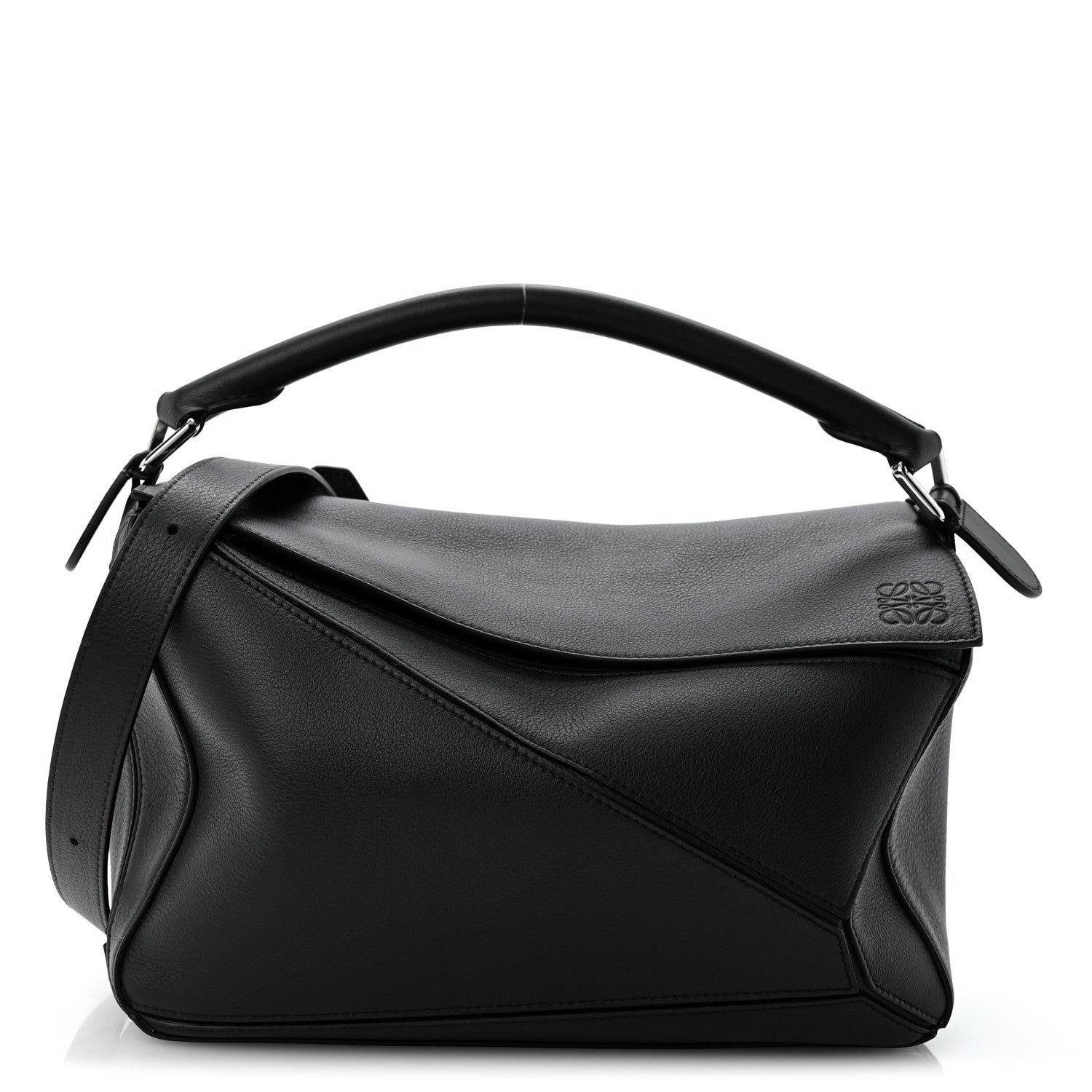 Loewe Calfskin Medium Puzzle Bag Black