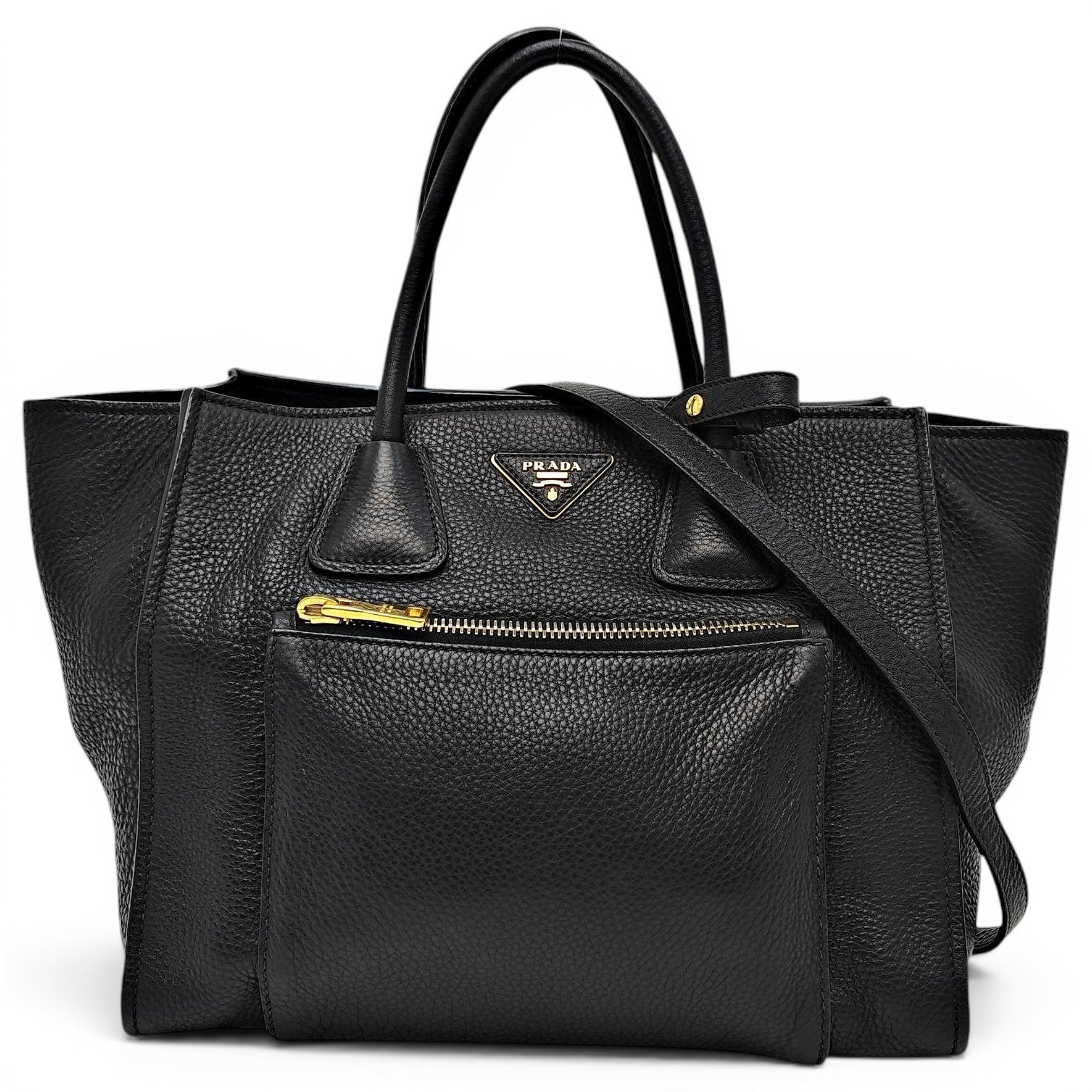 Double leather handbag