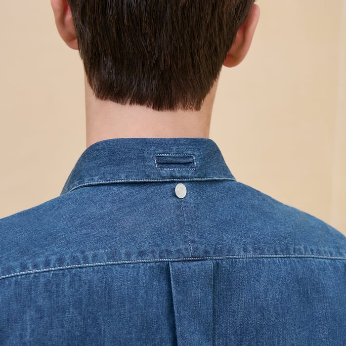 Indigo Lavé Sporty Fit Shirt With Leather Detail
