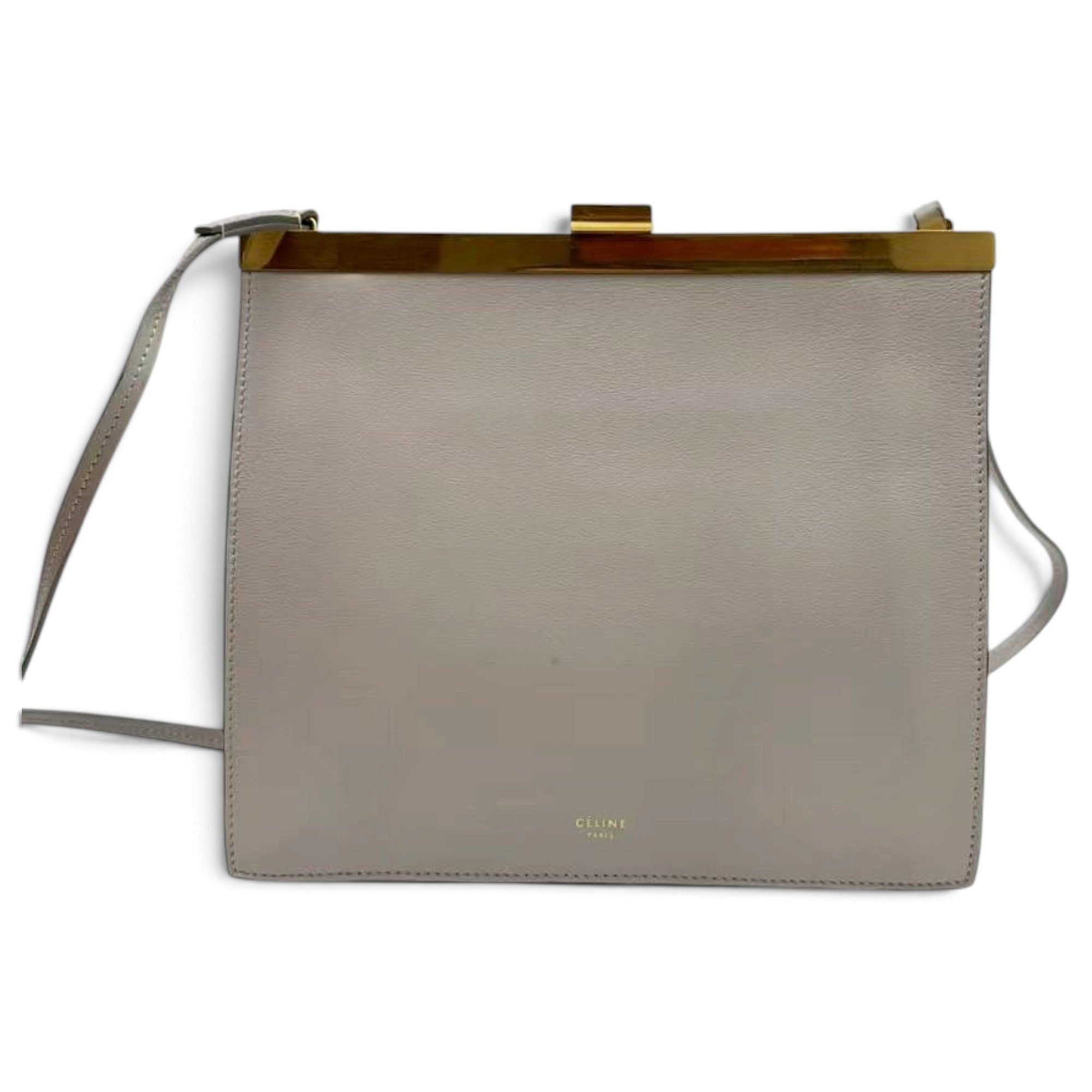 Clasp leather handbag