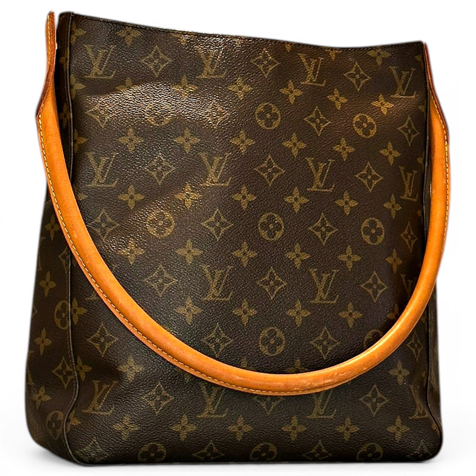 Looping leather handbag